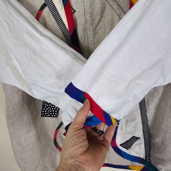 Vintage Lynn Murray Linen Geometric Abstract Print Jacket Blazer L Art to Wear - Picture 12 of 13
